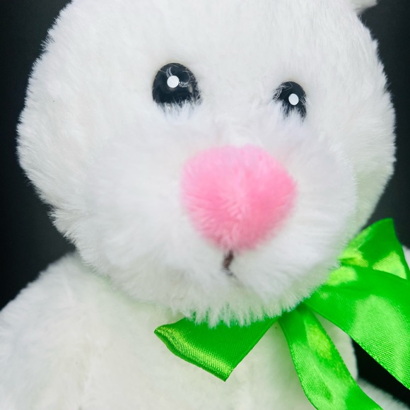 American Greetings White Bunny Rabbit Plush W/Green Bow Easter Spring 2020 12” - Picture 2 of 7